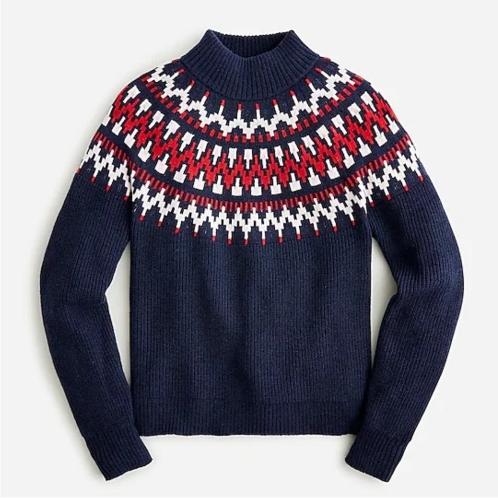 J. Crew Navy and Red Crewneck Sweater NWOT